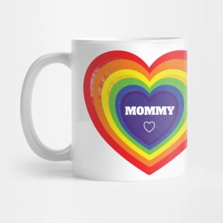 Womens Gay Lesbian Mommy LGBTQ Rainbow Hearts Pride Mug